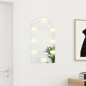 LED Light Mirror Silver Glass 27.6 x 15.7 in Wall Mirro...