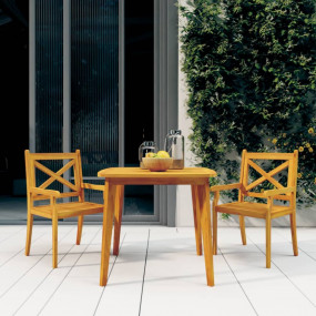 Garden Table Natural Acacia Solid Acacia Wood 33.5 x 33...