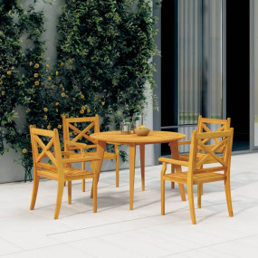 Garden Table Brown Solid Acacia Wood Medium Durable