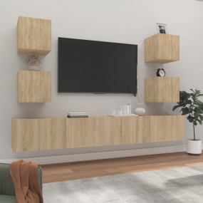 TV Cabinet Set Set of 6 Sonoma oak Engineered wood Larg...