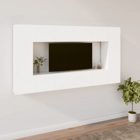 TV Cabinet Set Set of 8 White Engineered wood TV Cabine...