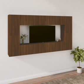 TV Cabinet Set Set of 8 Brown Oak Engineered wood Large