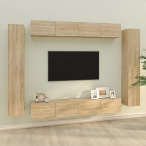 TV Cabinet Set Set of 8 Sonoma Oak Engineered wood Mult...