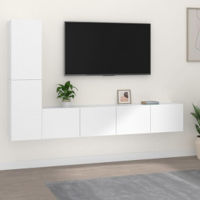 TV Cabinet Set Set of 4 White Engineered wood TV Cabine...