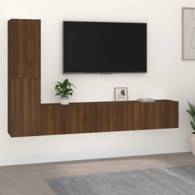 TV Cabinet Set Set of 4 Brown Oak Engineered Wood Large