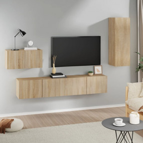 TV Cabinet Set Set of 4 Sonoma oak Engineered wood