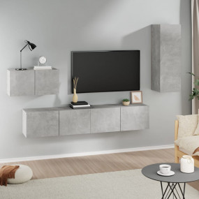 TV Cabinet Set Set of 4 Concrete Grey Engineered Wood M...