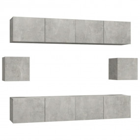 TV Cabinet Set Set of 6 Concrete gray Engineered wood