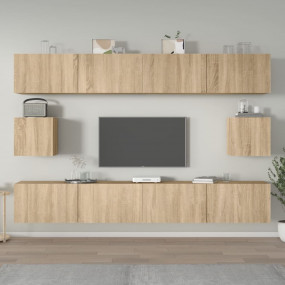 TV Cabinet Set Set of 6 Sonoma Oak Engineered Wood Mult...