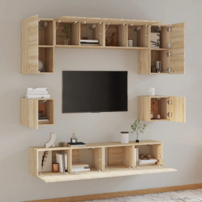 TV Cabinet Set Set of 8 Sonoma oak Engineered wood TV C...