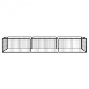 Dog Playpen Black Powder-coated steel 39.4x19.7 in Pane...