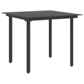 Garden Table Black Powder-coated steel, glass Medium Du...
