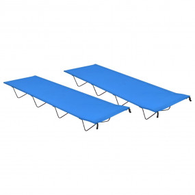 Camping Bed Set of 2 Blue 600D Oxford fabric, steel
