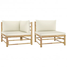 Garden Lounge Set Cream White Bamboo Medium Modular
