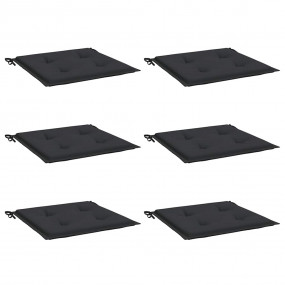 Chair Cushion Set of 6 Black Oxford fabric (100% polyes...