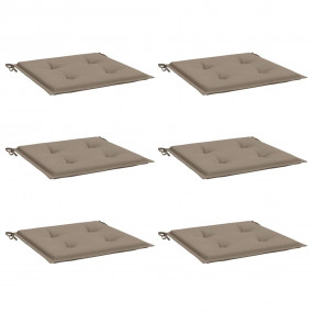 Chair Cushion Set of 6 Taupe Oxford fabric (100% polyes...