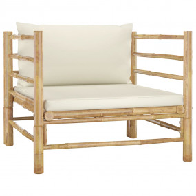 Garden Sofa Cream White Bamboo, 100% polyester fabric