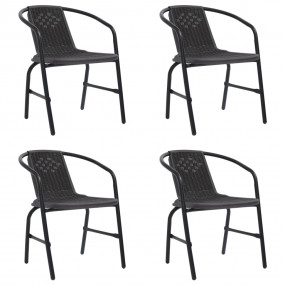 Garden Chair Set of 4 Black Plastic rattan, steel Stand...