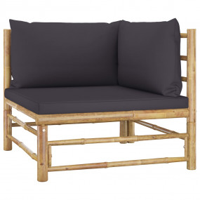 Garden Lounge Set Dark Grey Bamboo, polyester Medium Mo...
