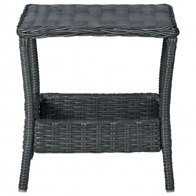 Garden Table Dark Grey PE Rattan, Powder-Coated Steel, ...