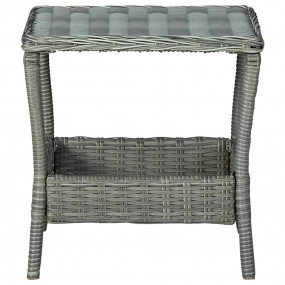 Garden Table Light gray PE rattan, powder-coated steel,...