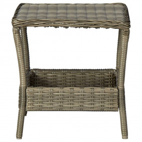 Garden Table Brown Poly Rattan, Powder-Coated Steel, PP...