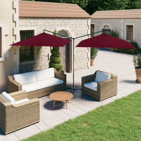 Garden Parasol Bordeaux Red Polyester Double Adjustable...