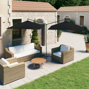 Garden Parasol Black Powder-coated steel Large Foldable