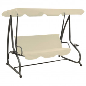 Swing Bench Sand white PVC-coated fabric, powder-coated...
