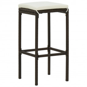 Bar Stool Set of 2 Brown PE rattan, steel Standard Foot...