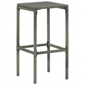 Bar Stool Set of 3 Grey Poly Rattan Standard Footrest