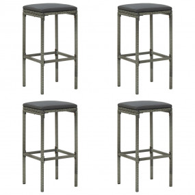 Bar Stool Set of 4 Grey PE Rattan Standard Footrest