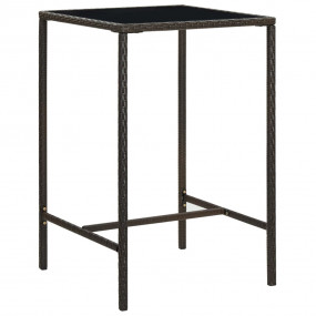 Bar Table Brown PE rattan, tempered glass, powder-coate...