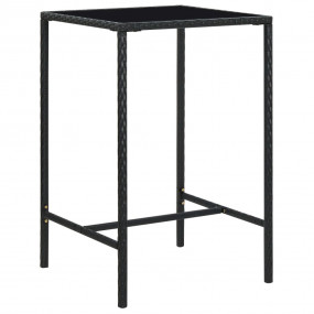 Bar Table Black PE rattan, powder-coated steel, tempere...
