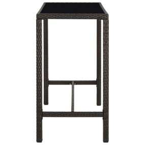 Bar Table Brown PE Rattan, Powder-Coated Steel, Tempere...