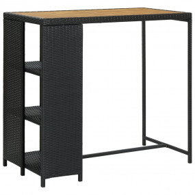 Bar Table Black PE rattan, steel, solid acacia wood Cou...