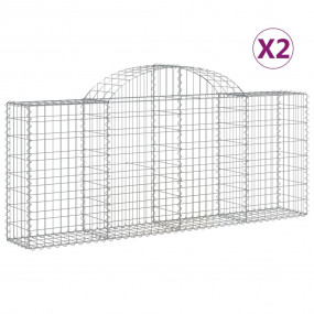 Gabion Basket Set of 2 Silver Galvanized iron Large Dur...
