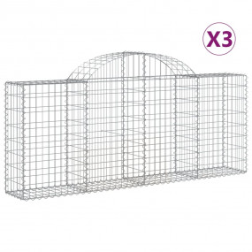 Gabion Basket Set of 3 Silver Galvanized iron