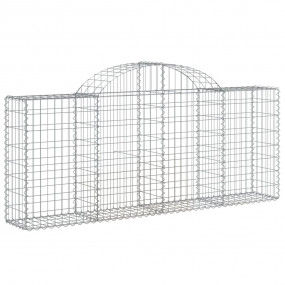 Gabion Basket Set of 4 Silver Galvanized Iron Large