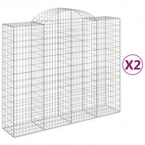 Gabion Basket Set of 2 Silver Galvanized Iron Large Dur...