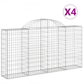 Gabion Basket Set of 4 Silver Galvanized iron