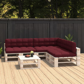 Sofa Cushion Set of 7 Wine Red 100% Polyester