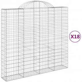 Gabion Basket Set of 18 Silver Galvanized Iron 78.7x19....