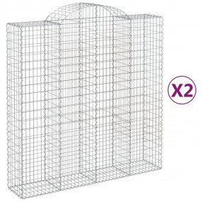 Gabion Basket Set of 2 Silver Galvanized Iron 78.7x19.7...