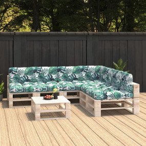 Sofa Cushion Set of 7 Leaf Pattern Fabric (100% polyest...