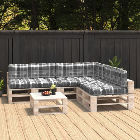 Sofa Cushion Set of 7 Gray check pattern 100% polyester...