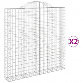 Gabion Basket Set of 2 Silver Galvanized Iron
