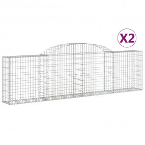 Gabion Basket Set of 2 Silver Galvanized Steel Large Du...