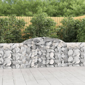 Gabion Basket Set of 4 Silver Galvanized Iron Large Dur...