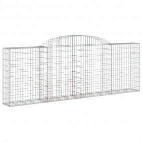 Gabion Basket Set of 3 Silver Galvanized Iron Large